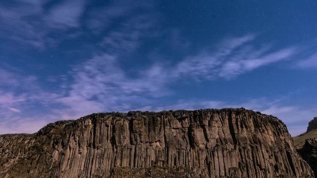 Basaltic mountains, and the moonlight that illuminated them in the midst of the night. Stars fly around the polar star,This magnificent night.