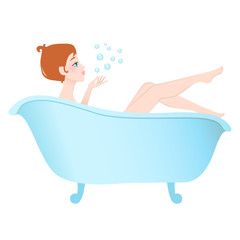 Woman taking bath
