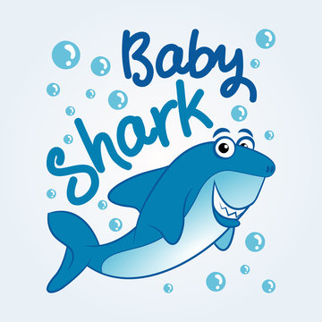 Baby Shark - T-Shirts, Hoodie, Tank, gifts. Vector illustration text for clothes. Inspirational quote card, invitation, banner. Kids calligraphy background. lettering typography