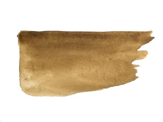 watercolor brush hand drawn on paper brown abstract. isolated white background .