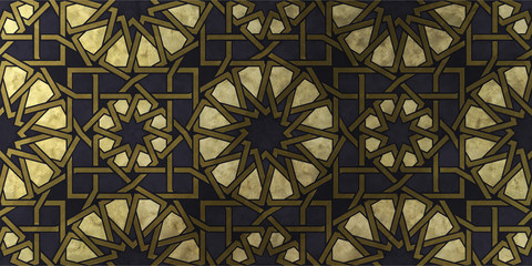 Islamic decorative pattern with golden artistic texture.