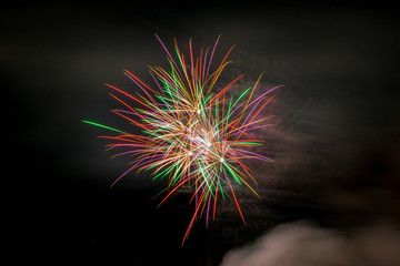New Year's fireworks long exposure