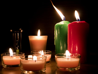 candles on black background