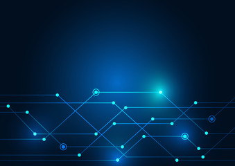 Abstract background blue color technology concept. Vector illustration dots and lines social network and connecting.