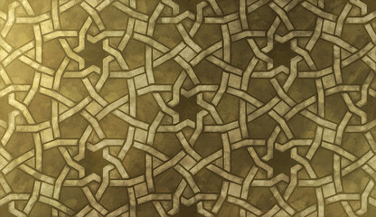 Islamic decorative pattern with golden artistic texture.