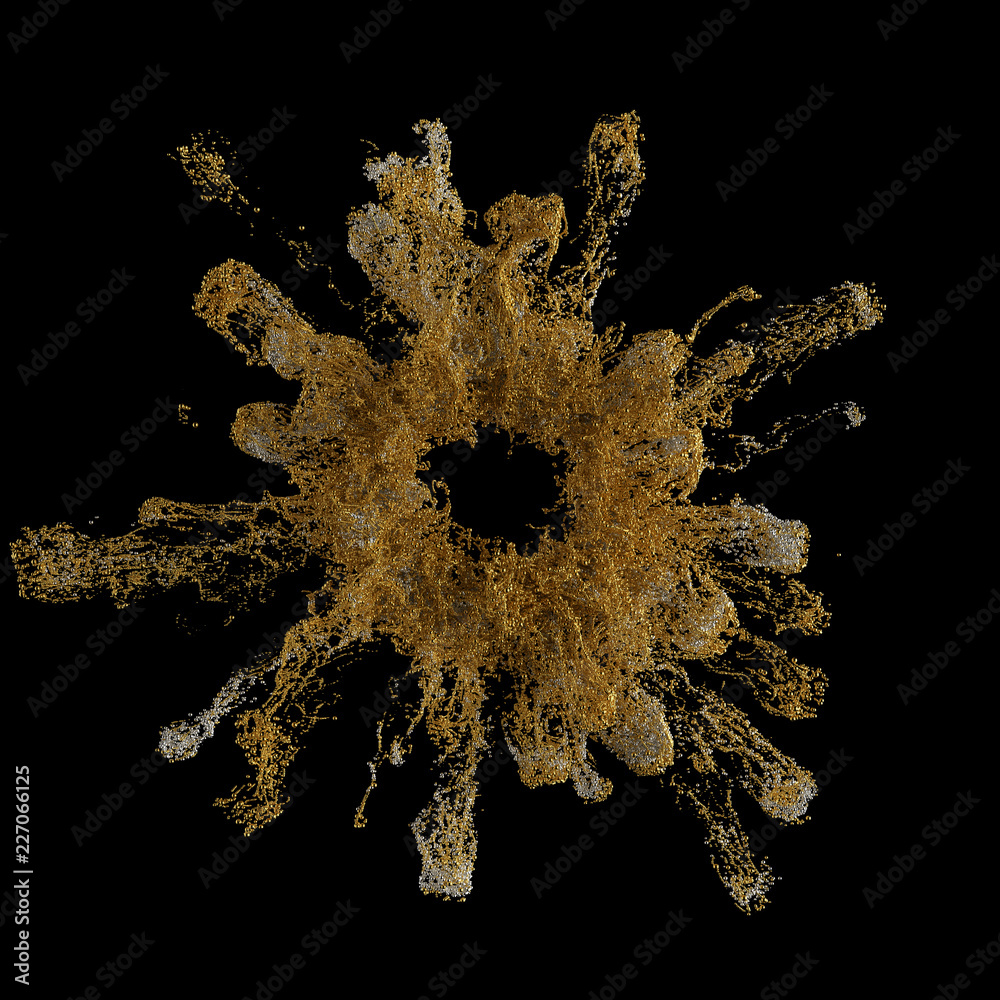 Poster 3d render simulated particles. complex particle simulation with turbulence and random scales of sphe
