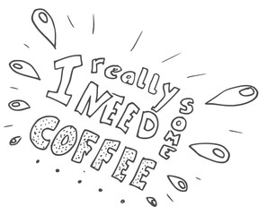 Koffie illustratie hand lettering 