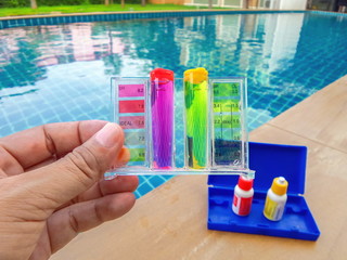 Service and maintenance of the pool.Check the PH of the pool.Liquid test the pH of the pool. Kit...