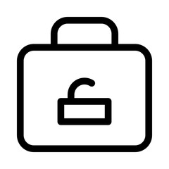 Briefcase Unlock Security Protect Protection Secure vector icon