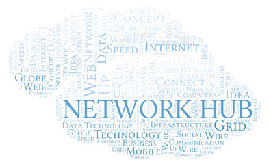 Fototapeta premium Network Hub word cloud.
