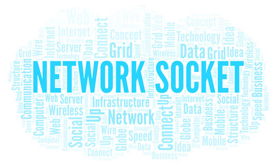 Obraz premium Network Socket word cloud.