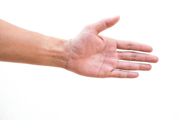 Isolated bare hand reaching out