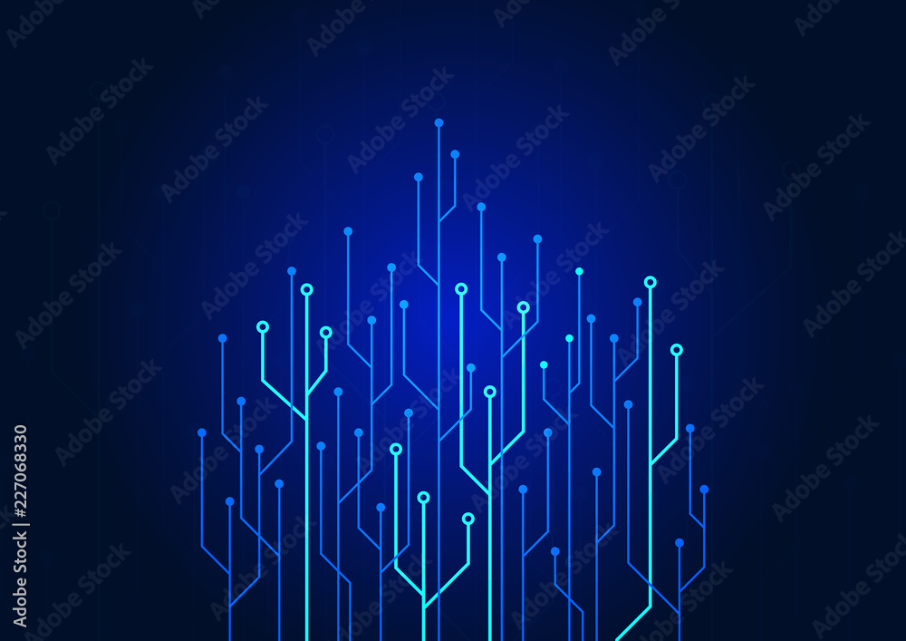 Wall mural abstract background blue color technology concept. vector illustration dots and lines social network