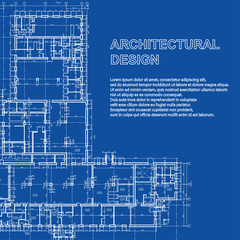 Stylish detailed architectural plan. Vector building blueprint. Modern abstract background.