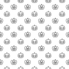 Pumpkin vector seamless pattern halloween. isolated wallpaper background cartoon black and white.