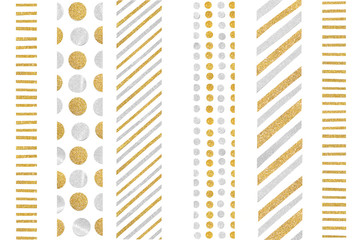 Glitter striped pattern paper cut on white background - isolated