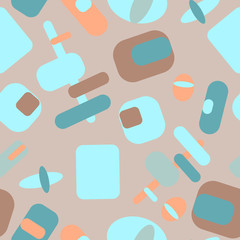 Geometric figures of colors on a light gray