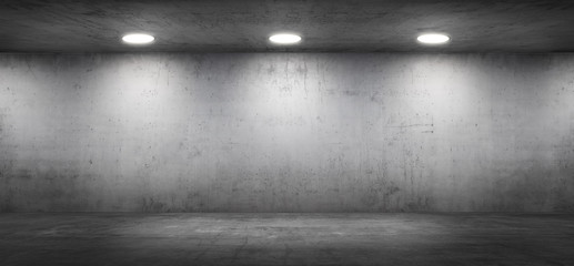 Dark Empty Room with Concrete Wall and Floor Background for Product Placement - 227073112