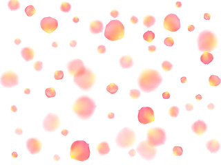 Rose gold petals flying cosmetics vector background.
