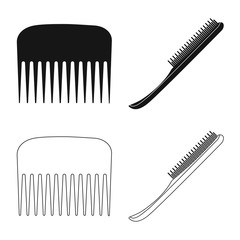 Isolated object of brush and hair sign. Set of brush and hairbrush vector icon for stock.