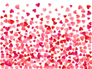 Red flying hearts bright love passion vector background.