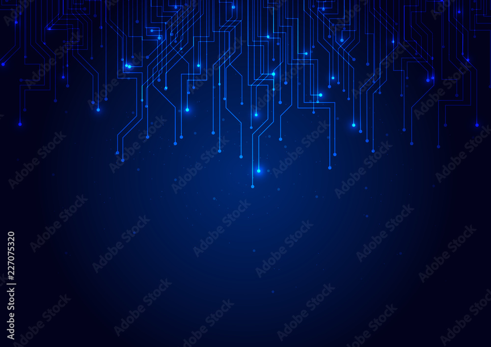 Wall mural abstract background blue color technology concept. vector illustration dots and lines social network