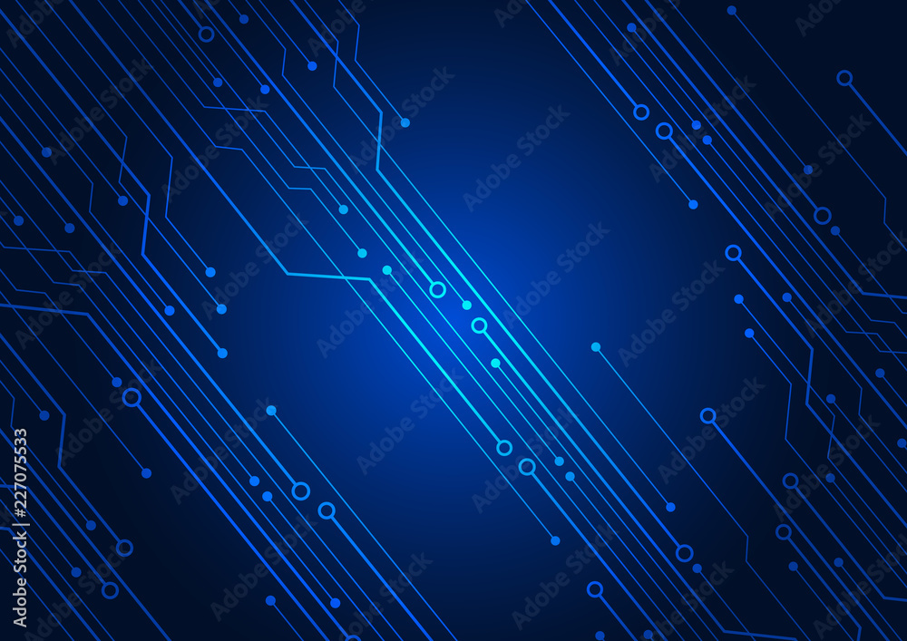 Wall mural abstract background blue color technology concept. vector illustration dots and lines social network