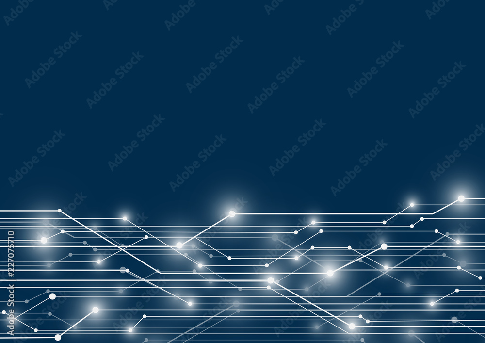 Wall mural abstract background blue color technology concept. vector illustration dots and lines social network
