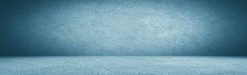 cement floor and wall backgrounds, dark room, interior, panorama.