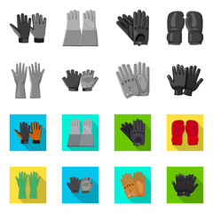 Vector design of glove and winter icon. Set of glove and equipment stock vector illustration.