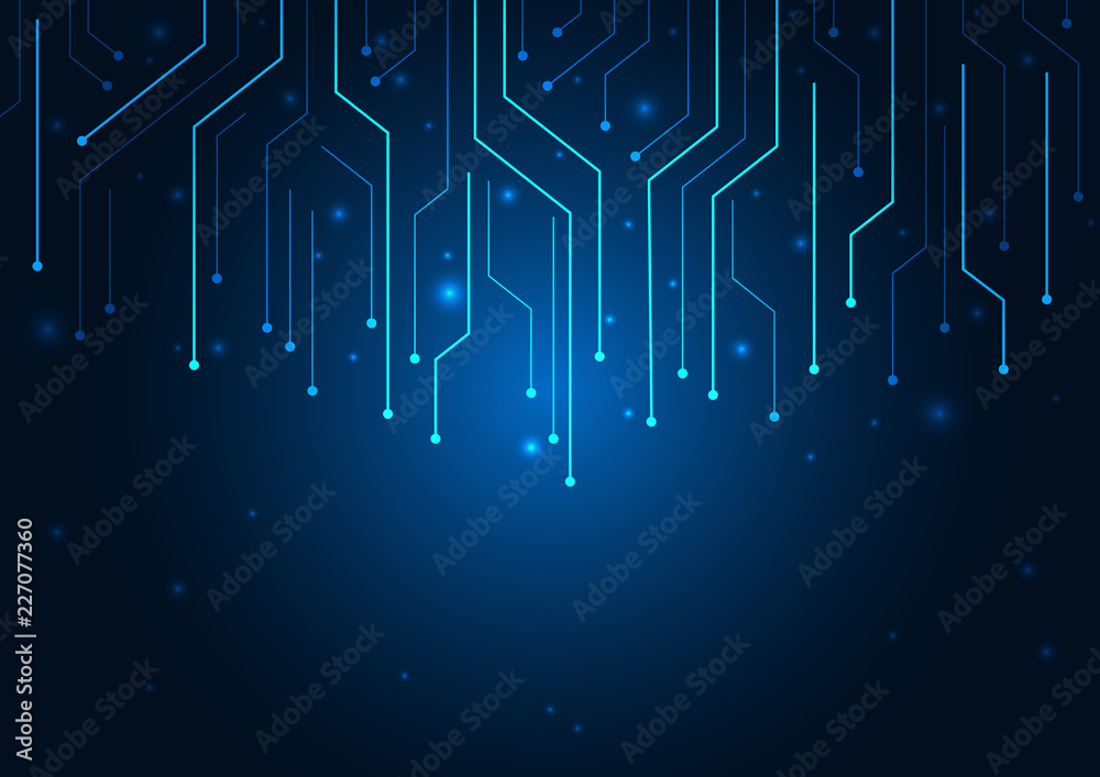 Wall mural abstract background blue color technology concept. vector illustration dots and lines social network