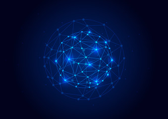 Abstract background blue color technology concept. Vector illustration dots and lines social network and connecting.