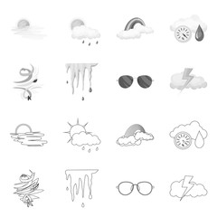 Vector illustration of weather and climate logo. Set of weather and cloud stock symbol for web.