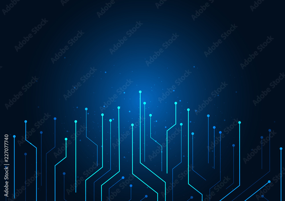 Wall mural abstract background blue color technology concept. vector illustration dots and lines social network