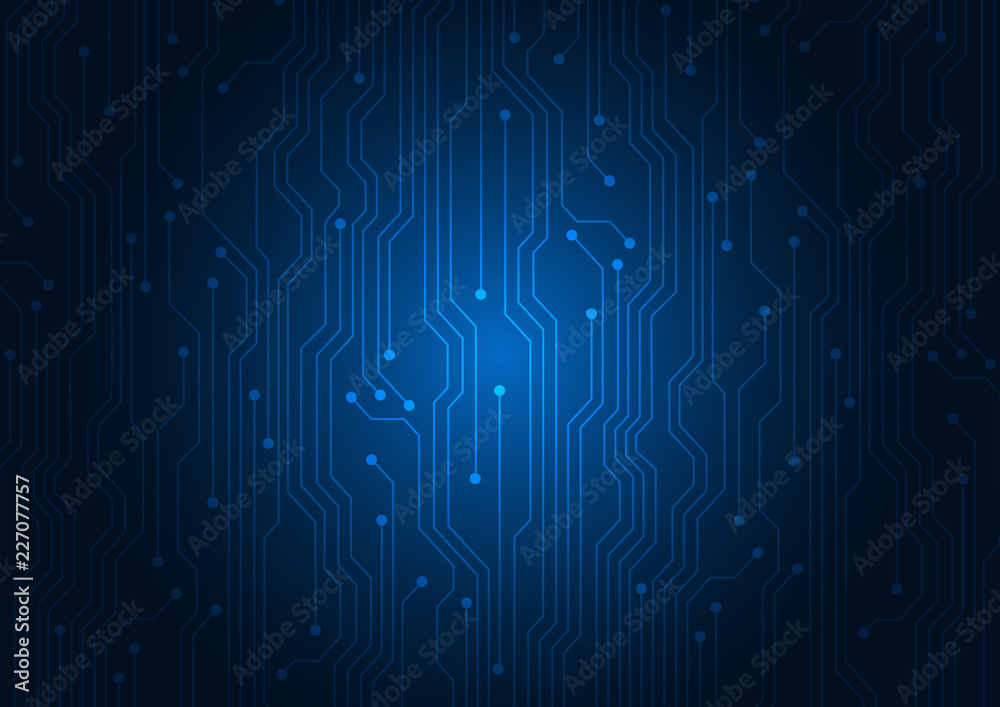 Wall mural abstract background blue color technology concept. vector illustration dots and lines social network