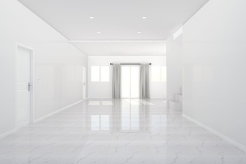 Fototapeta premium Beautiful - white room, Empty room and tiles floor , 3D rendering