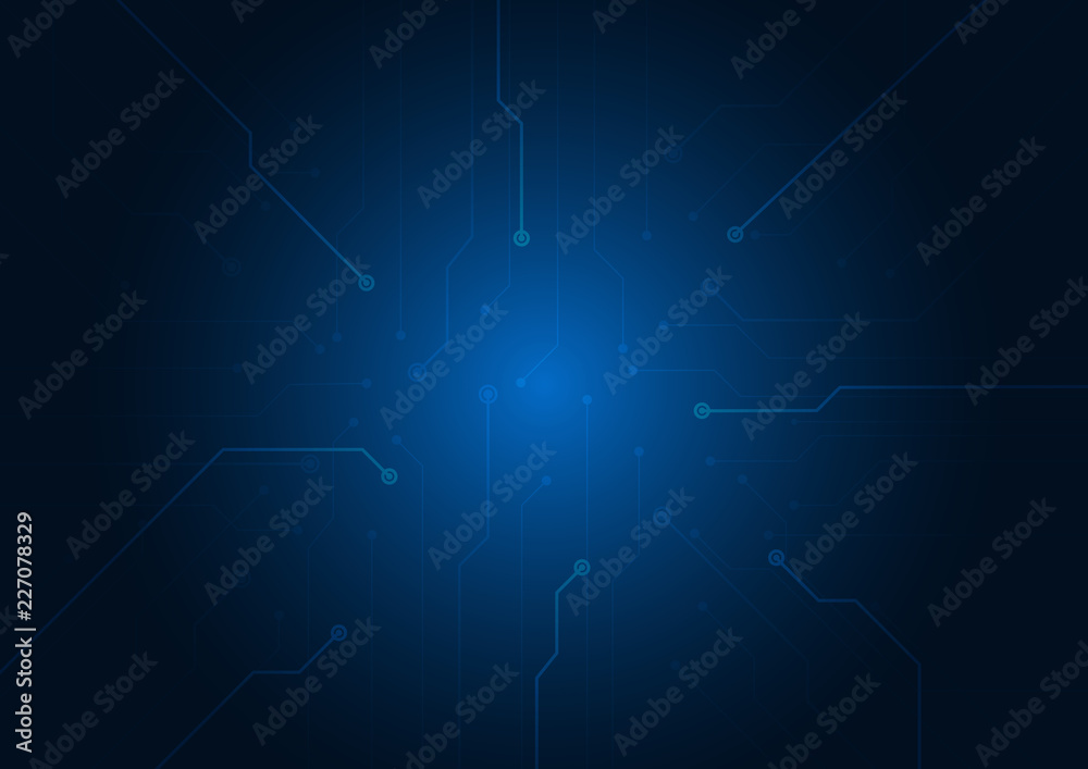 Wall mural abstract background blue color technology concept. vector illustration dots and lines social network