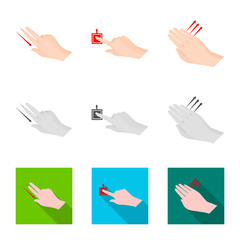 Vector illustration of touchscreen and hand logo. Collection of touchscreen and touch vector icon for stock.