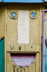 facade of the building with the image of the face of a fairy-tale character in an amusement park