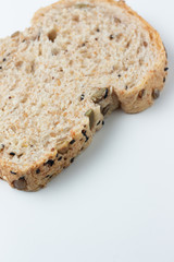 fresh bread slices isolated on white background