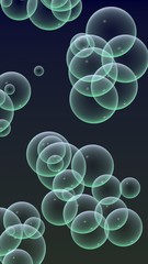 Dark background green mesh bubbles. Wallpaper, texture with bubble. 3D illustration