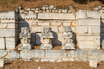 Fototapeta na wymiar A bunch of old greek capitals, Ephesus - Turkey