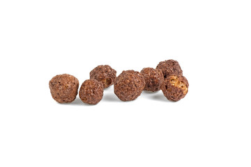 chocolate corn balls in on a white background