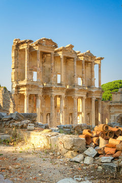 Ephesus, Turkey - Celsus Library a sunset