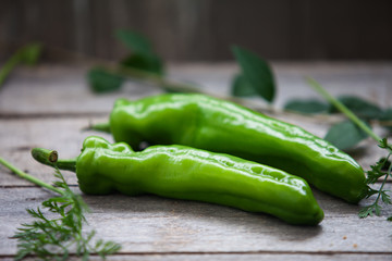 Raw green peppers