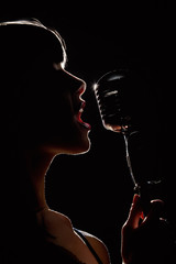 Singer with microphone