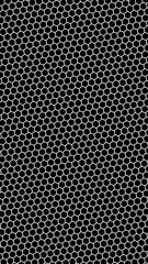 White honeycomb on a black background. Vertical image orientation. Isometric geometry. 3D illustration