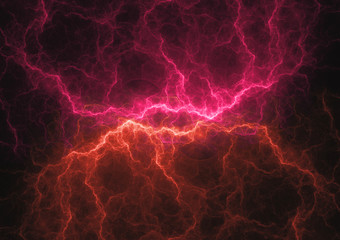 Hot red and purple abstract lightning, plasma electrical background