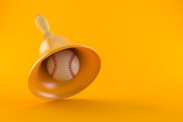 Baseball ball inside handbell - obrazy, fototapety, plakaty