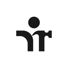 Hammer Human Silhouette Abstract Icon Logo Design Template Element Vector